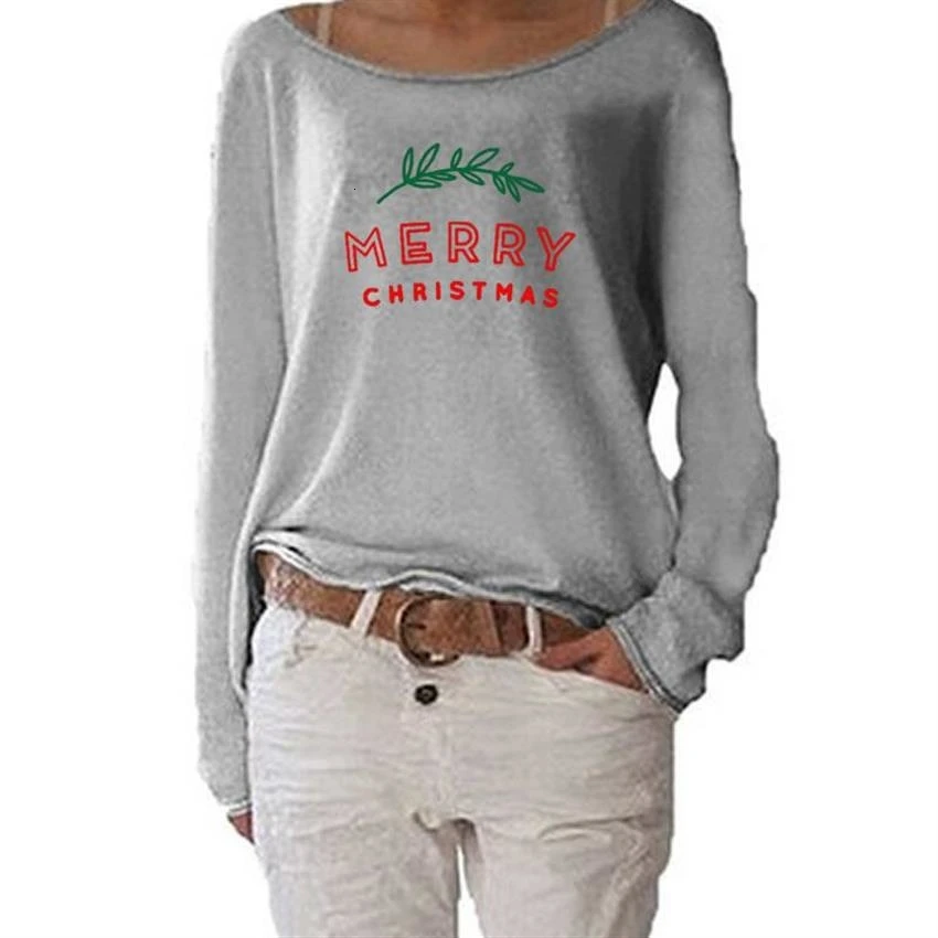 Новая модная однотонная трикотажная футболка для женщин с надписью «Merry Christmas», женские повседневные свободные топы, летняя забавная футболка размера плюс