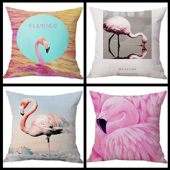 

Flamingo Pillow Case Cushion Cover Cotton Linen Home Decor Pillowcase Decorative Pillows For Sofa Christmas Pillow Cases