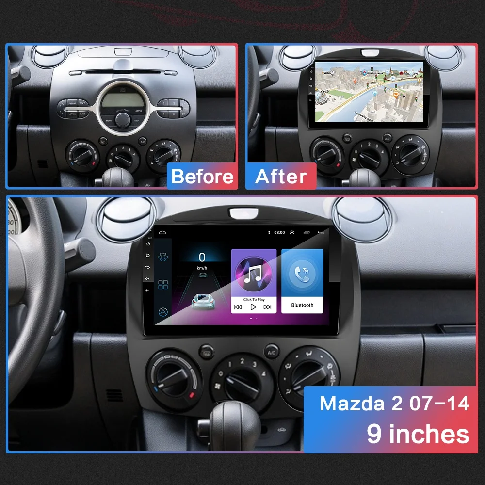 9 дюймов Android 9,1 2 Din Dvd Автомобильный мультимедийный видео плеер для Mazda 2 2007- 2din Авторадио gps Навигация стерео радио Wifi