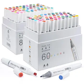 60 / 80 Color Alcohol-Based Double Tip High Quality Marker Pen Set for Sketch Hand Painted Interior Clothing Design Art Supplies on salemark pen set alcohol oily double headed marker anime hand painted design painting 30 40 60 80 color
