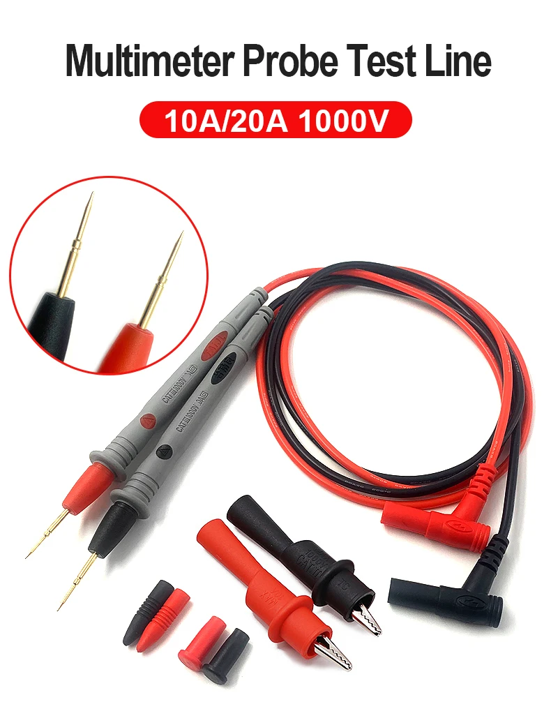 Multimeter Test Leads Universal Cable AC DC 1000V 20A 10A CAT III Measuring Probes Pen for Multi-Meter Tester Wire Tips Multimeter Test Leads Universal Cable AC DC 1000V 20A 10A CAT III Measuring Probes Pen for Multi-Meter Tester Wire Tips