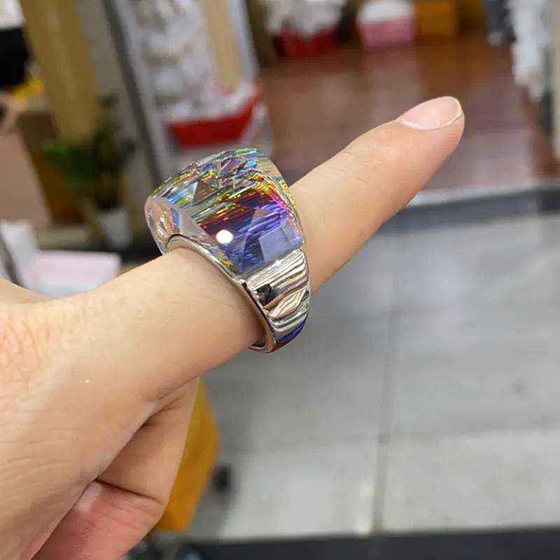 Large Rings For Women Wedding Jewelry Big Crystal Stone Ring Stainless Steel Wedding Rings