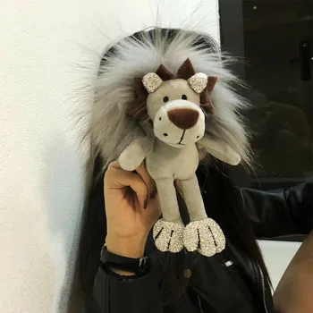 

Fur Key Chain New Pompom Animal Plush keychain Bag Charm Accessories Car key Ring Cartoon little lion Key Holder K1264