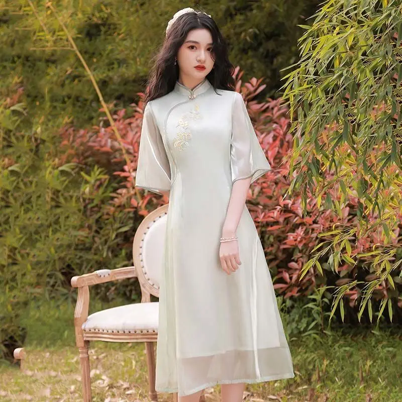 Cheongsam Chinese Style New Fairy Retro Elegant Improved Vintage Dress ...