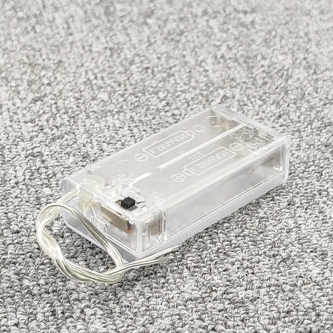 Black and Transparent AA Battery Holder Case with Switch, 2-Slot 3V Storage Box