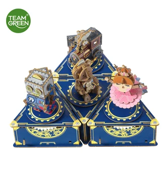 

TEAMGREEN Classic 3D Puzzle Box 4 In1Rotatable DIY 3D Wooden Puzzle Game Assembly Music Box Toy Gift for Children Kids Adult