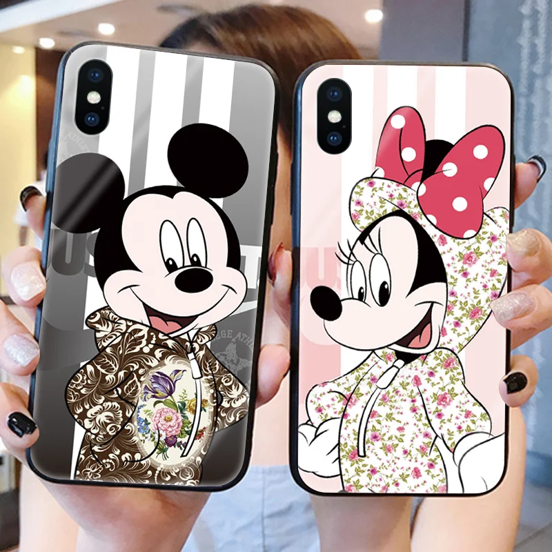 

Luxury Cartoon Tempered Glass Case For iPhone X 7 Plus 8 6 6S Protective Glass Cover For iPhone 11 Pro Xs Max XS XR TPU Cases