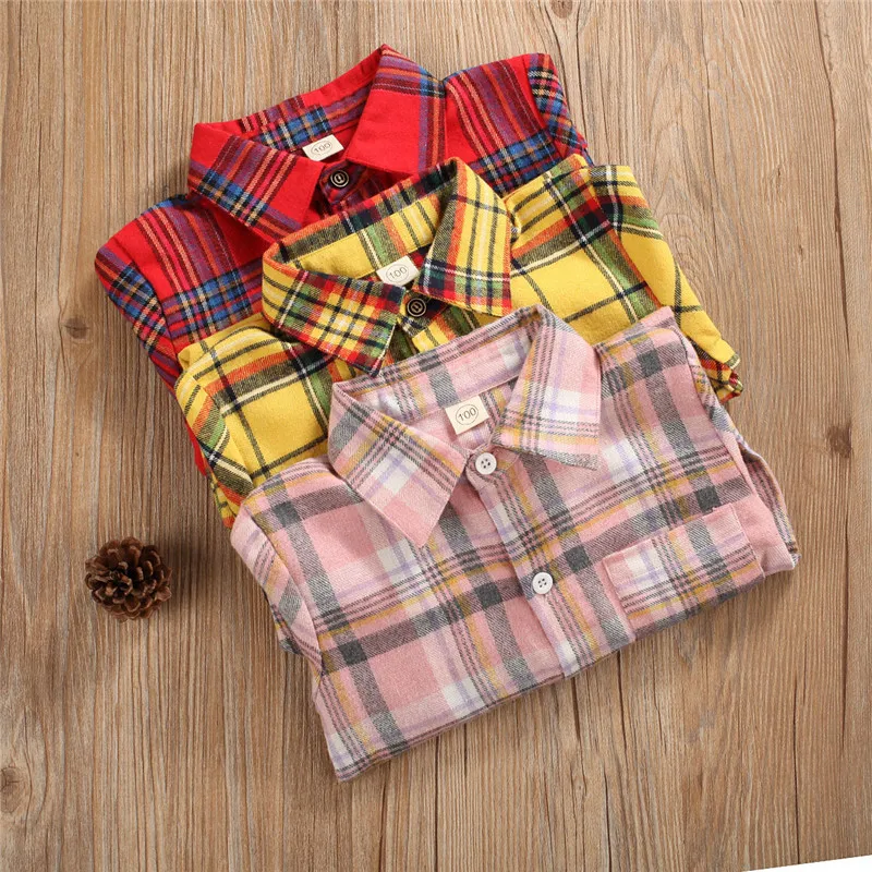 Детские рубашки; осеннее пальто в клетку для маленьких мальчиков и девочек; Верхняя одежда с длинными рукавами; комплект повседневной одежды с длинными рукавами