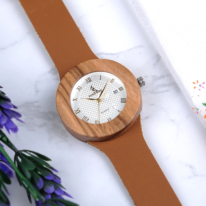 Бобо птица продвижение деревянные часы повседневные наручные часы relogio кожаный ремешок для него Рождественский подарок на день рождения принимаем дропшиппинг