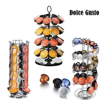 

New Metal Coffee Pods Holder Iron Chrome Plating Stand Coffee Capsule Storage Rack Dolce Gusto Capsule