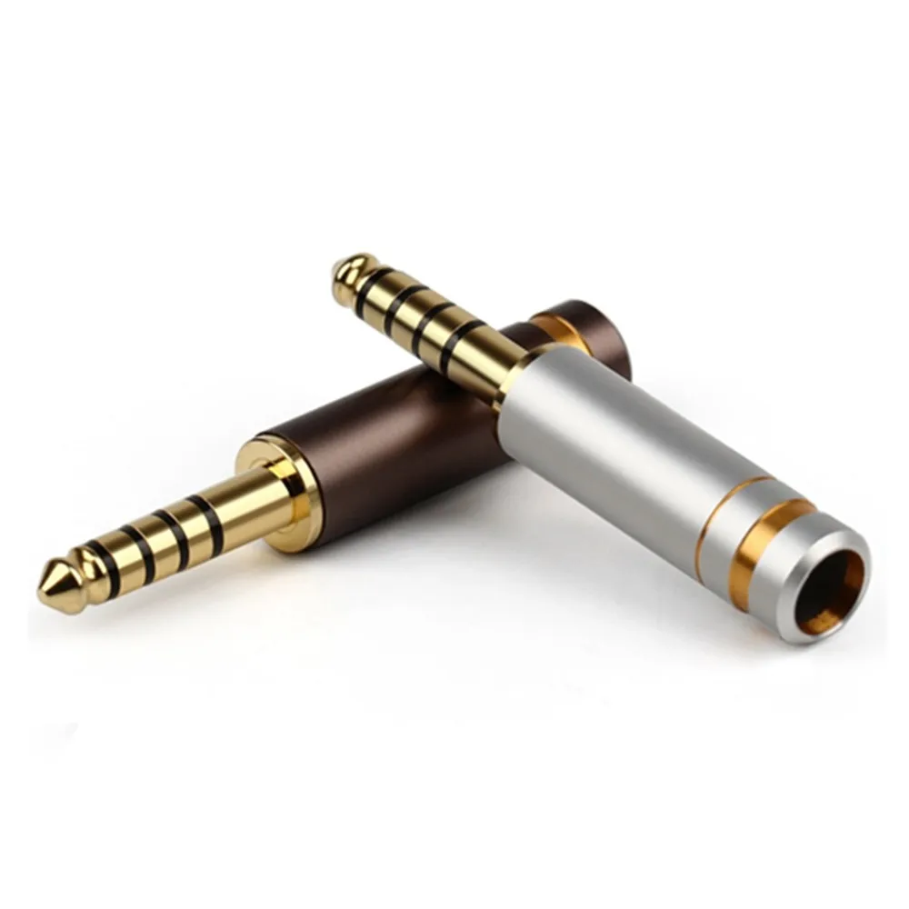 5PCS 4 4mm Balanced Plug Audio Jack Copper Gold Plated 5 Pole Headphone Connector Minijack Soldering Adapter Hifi Earphone DIY