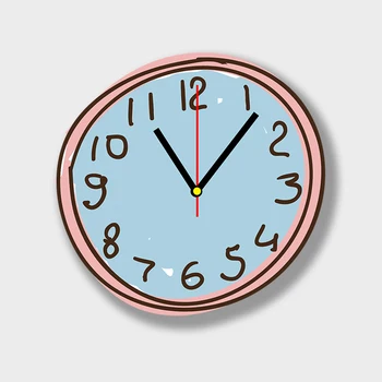 

12" 16" Cartoon Graffiti Painting Wall Clock Swing tail Home Room Decor Creative 3D Wood Clock Living Room Kids Boys Girls Gift