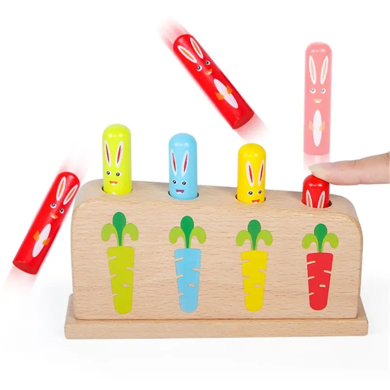 Wood Rabbit Pop_up Toy Tap Bounce Stick Baby Kids Education L4MC | Игрушки и хобби