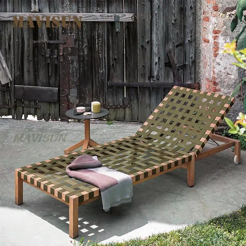 Outdoor Lounge Chair Terrace Balcony Leisure Folding Bed Villa Courtyard Teak Rattan Swimming Pool Beach Chair