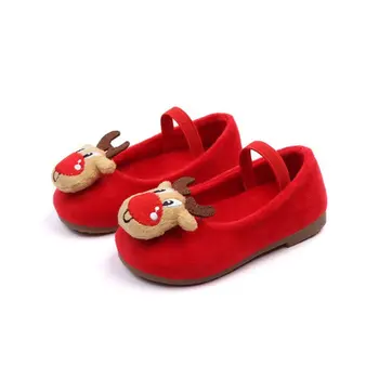 

2018 Winter Children princess shoes Christmas elk velvet bean shoes antiskid kids Girl single shoes For 1-6Y toddlers girls New