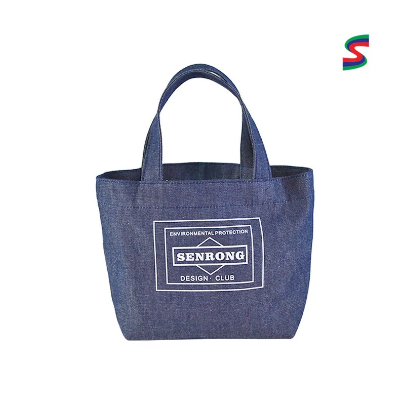 

Handbag Handle What Denim Color Foldable Creative Fashion Blank Canvas Reticule Customizable Logo