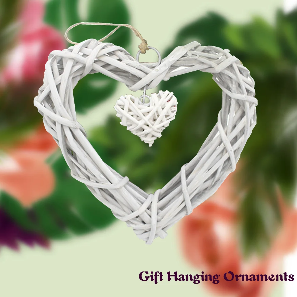DIY Birthday Party Door Christmas Wedding Yard Cute Wall Rustic Style Home Decoration Wicker Heart Wreath Hanging Ornaments