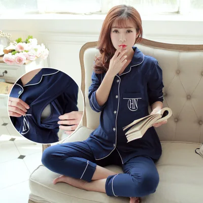 

Spring And Autumn Maternal Pregnant Women Pajamas Feeding Spring And Summer Pure Cotton Confinement Clothing Postpartum Cardigan