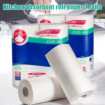 

2 Roll Kitchen Paper Towel Roll Pulp Tissue Strong Water Oil Absorption Home Cleaning New TN99