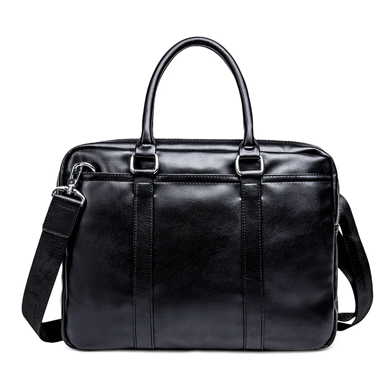 Men's Black Leather Bag Briefcase Office Bags For Men Leather Laptop Bag Shoulder Bags Fashion Hasp Male Luxury Handbag