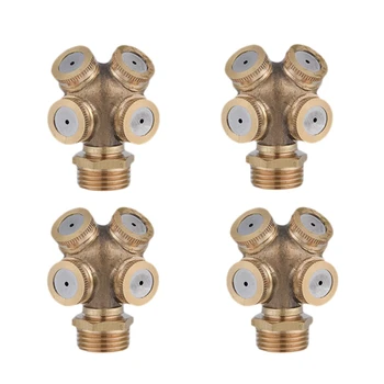 

Botique-4Pcs 1 4 Holes Misting Nozzle Mist Water Spray Sprinkler Pipe Fitting Water Connector for Gardening Agriculture