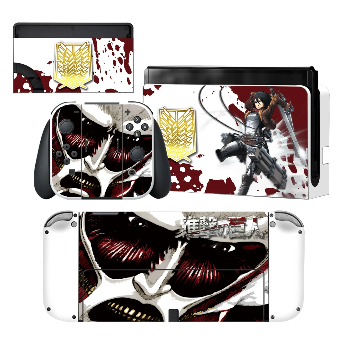 Attack On Titan Nintendoswitch Skin Cover Sticker Decal for Nintendo Switch OLED Console Joy-con Controller Dock Skin Vinyl 