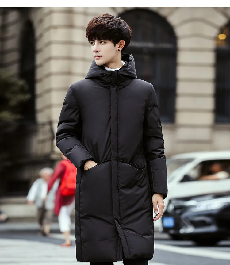 Девять деревянных настраиваемых Спецодежда-стиль длинный пуховик женский стиль свободный белый утиный пух плотное пальто