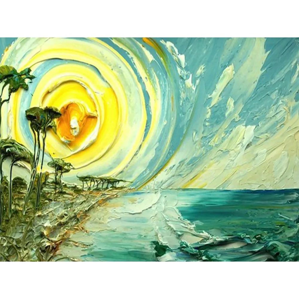 Инновационная круглая Алмазная картина вышивка крестиком стразы пейзаж с озером