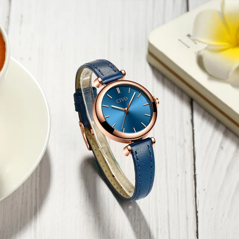 Najtaniej Montre Femme 2019 CIVO moda luksusowy zegarek kobiet skórzany pasek wodoodporny zegarek panie sukienka zegarek kwarcowy kobiet dziewczyna zegar na prezent