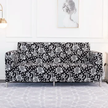 

Black flower Sofa Cover Big Elasticity Couch Covers Love-seat Funiture Sofa Towel All Wrap Slipcovers single double three seat