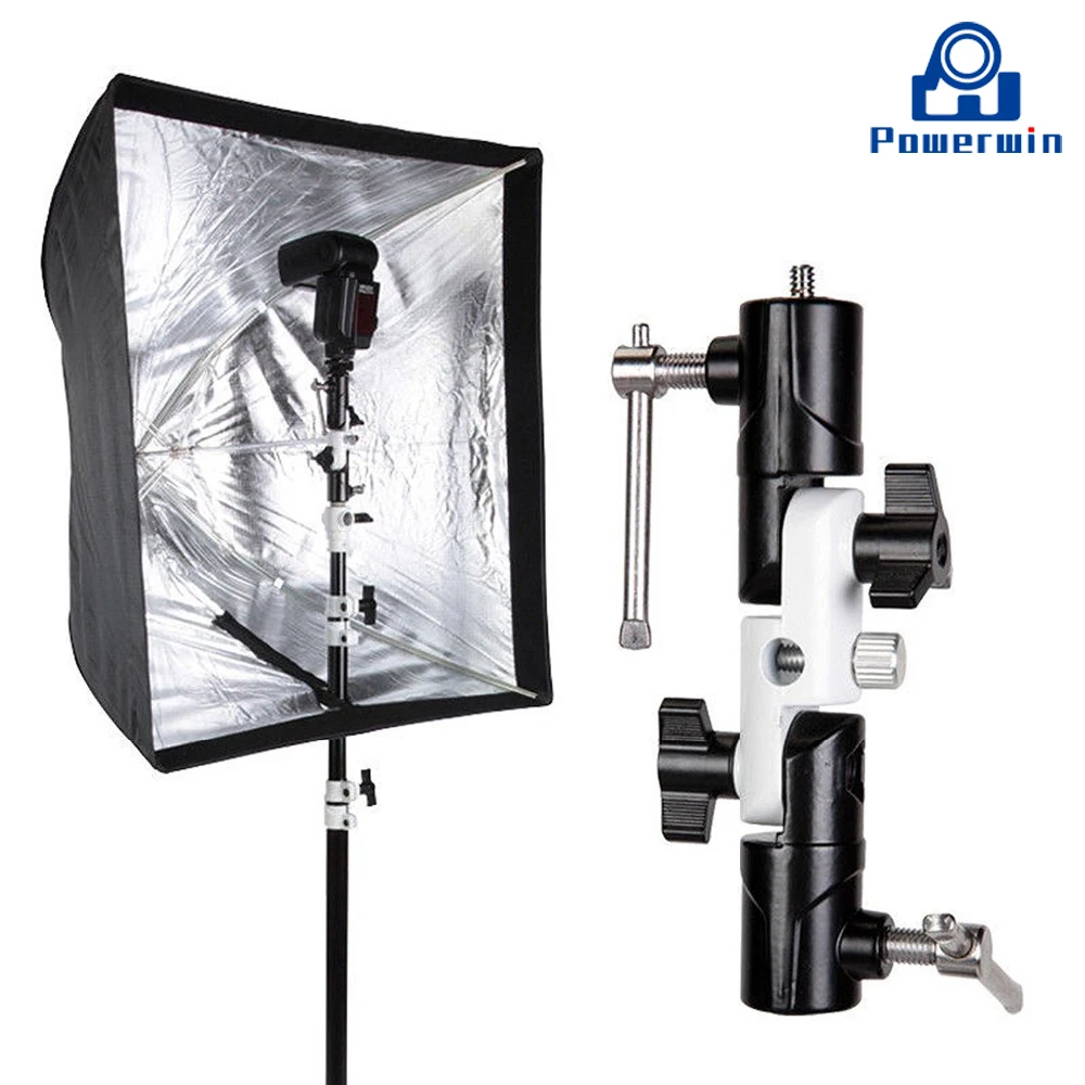  Powerwin 3-Section Camera Speedlite Flash Bracket Umbrella Holder Screw Adapter Mount for Tripod St
