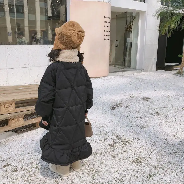 Утепленное платье с оборками в Корейском стиле для девочек модные зимние платья для девочек 2-7 лет, HJ15