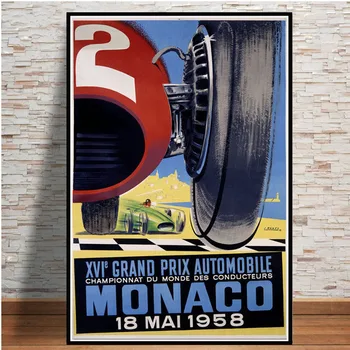 

Hot Champion World Grand Prix Retro Monaco 64th Super Motor Car Poster Wall Art Canvas Picture Painting For Room Home Decor