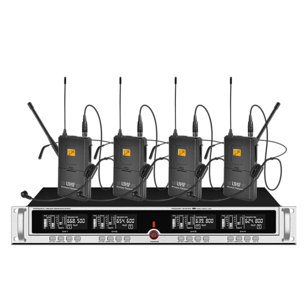 

Orban professional wireless microphone system four headset microphones for stage church school performance microphone wireless