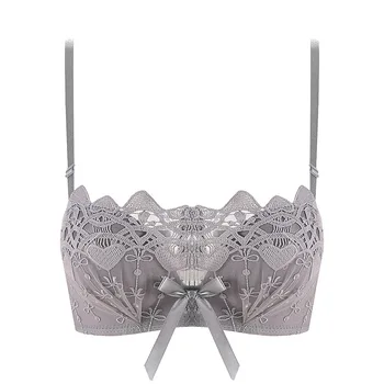 

2020 Style Sanskrit Hidden Heart Water Soluble Flower Underwear Women's Comfortable Small Bust Gathering Bra Sexy Rimless Bra