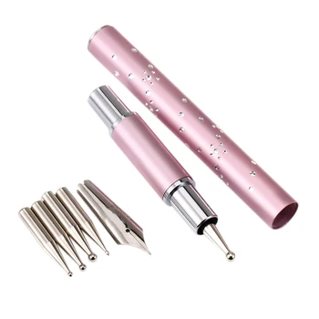 

Nail Brush Fountain Pen Nail Art Drawing Rhinestone Pen with Five Replace Brush