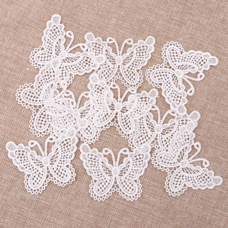 20pcs Butterfly Shaped Hollow Lace Garment Accessories Applique Mesh
