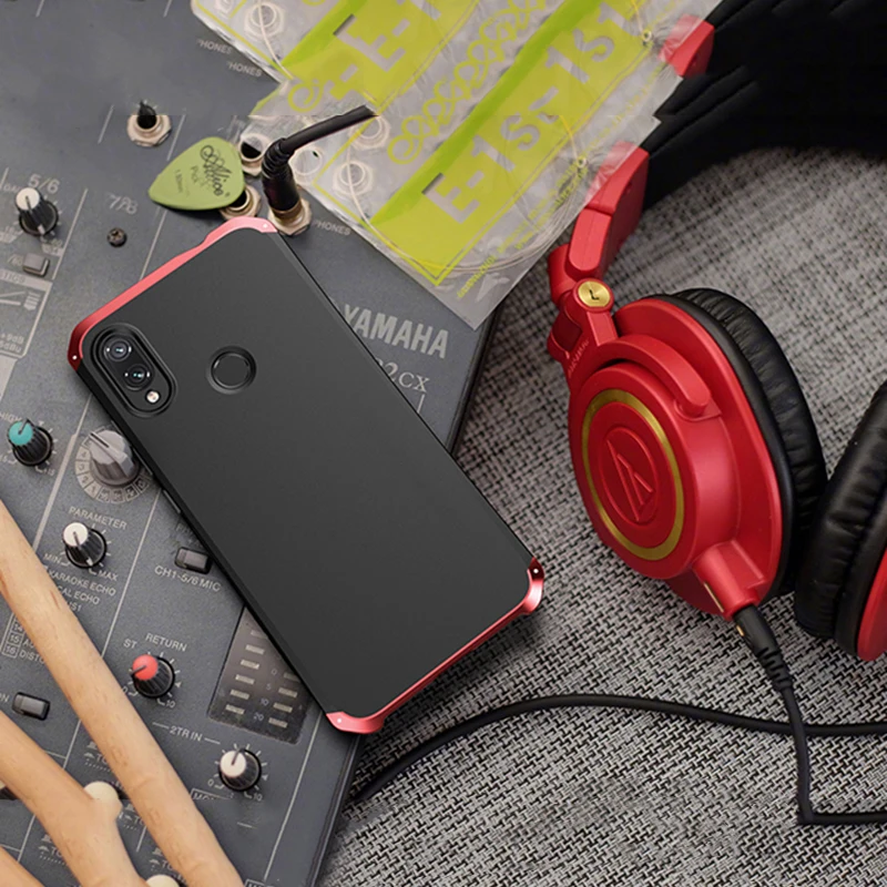 Текстурированная анти-осенняя Металлическая Рамка PC задняя пластина для Xiaomi Redmi note7 Pro Note7 алюминиевый сплав Мобильный бампер чехол с подарком