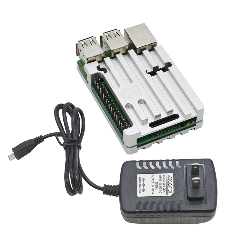 3 в 1 для Raspberry Pi 3 Model B+(Plus) плата+ Cnc алюминиевый чехол+ 5 В 3 А адаптер питания с Wifi и Bluetooth