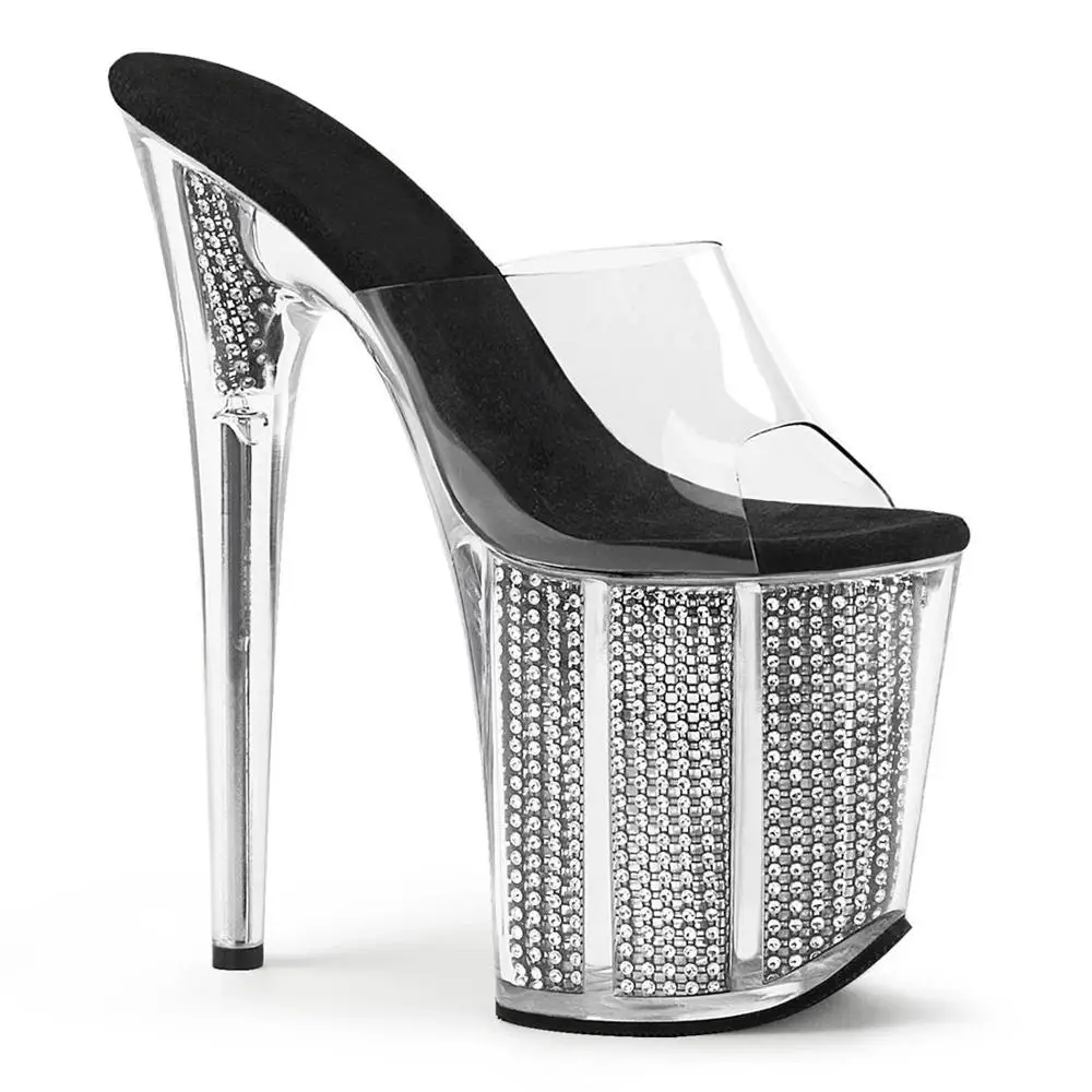 

Bright piece of waterproof platform, dinner party 20 cm transparent platform sandals, sexy nightclub steel tube dancing shoes