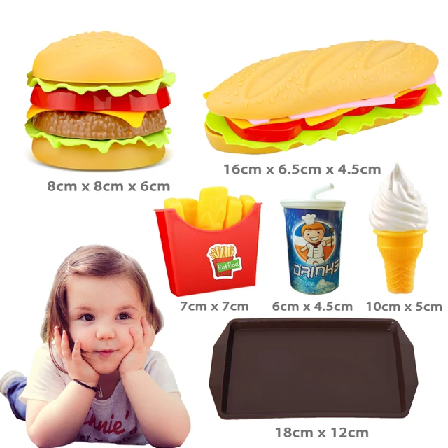 Children Pretend Simulation Food Toys Baby Play House Hamburger Hot dog French Fries Kitchen Set Toys Fast Food Educational Toys 6