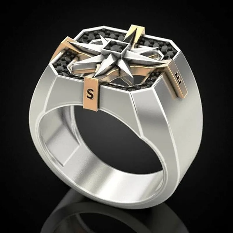 Men's Vintage 925 Silver Viking Compass Seal Ring Gift Jewelry Wholesale for Men size 7-12 | Украшения и аксессуары