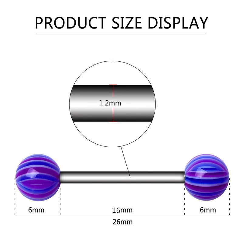 Piercing Jewelry Acrylic 16G Tongue Piercing Ring Bulk Plastic Tongue Bar Lot Nipple Piercing Barbell 10/20/30/50PCS