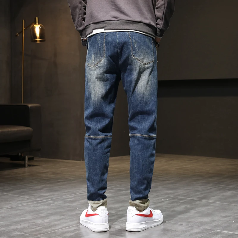 2020 Autumn Jeans Men Hip hop Streetwear Loose fit Harem Pants Patched Casual Denim Men Jeans