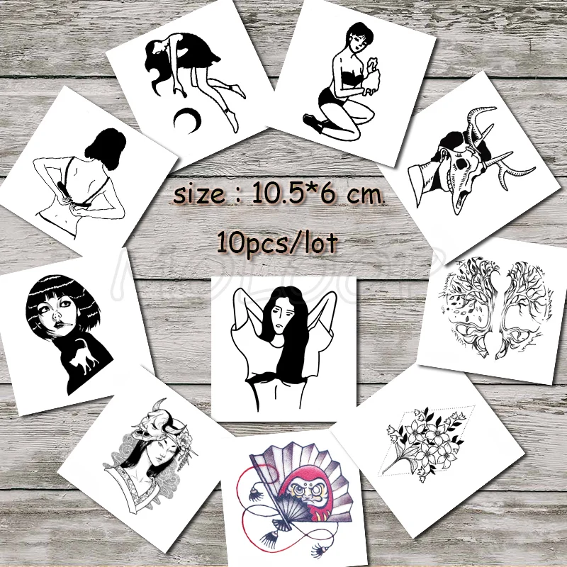 18 Tattoo sticker fake tatoo coconut tree flower sexy girl tatto temporary water transfer stickers for man woman sell in lot - Цвет: 18