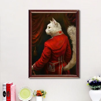

Classic Style The Noble Cat Wear Vintage Clothes Canvas Painting Posters And Prints Wall Pictures For Living Room Decoration