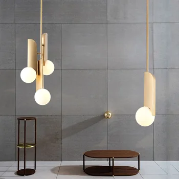 

Nordic Small glass ball pendant lamp Bedside Bedside led light Concise modern Living Room Personality Copper Hanging Lights
