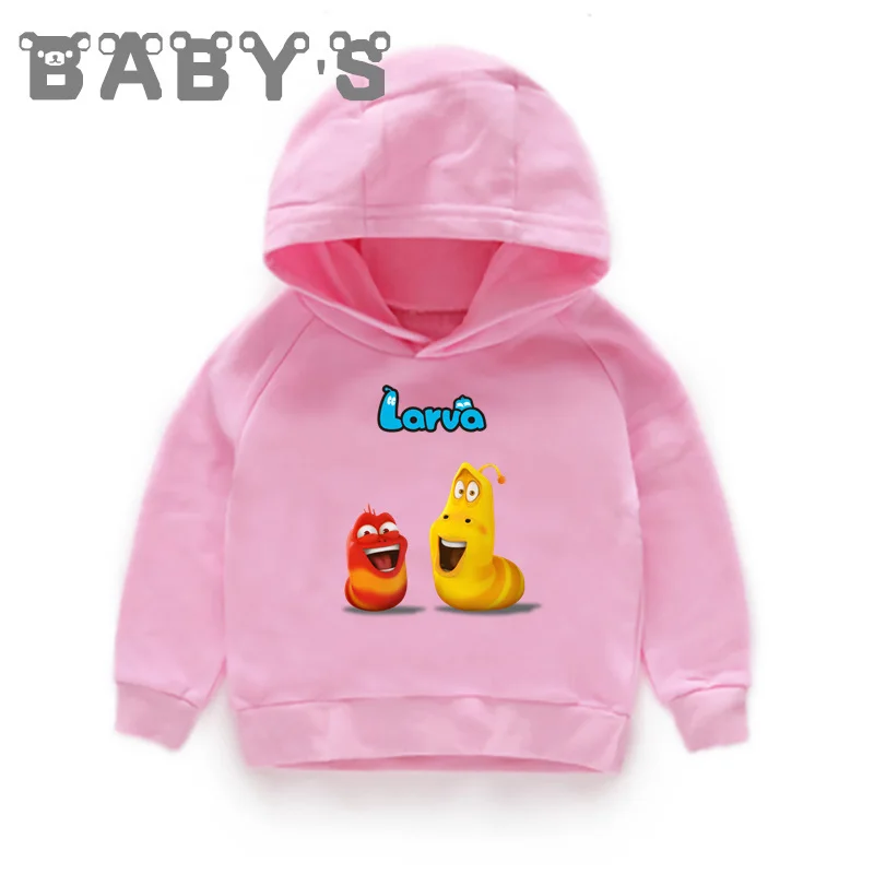 Детские толстовки с капюшоном; детские свитера в Корейском стиле с забавными насекомыми и личинками; пуловер для малышей; топы для девочек и мальчиков; Милая одежда; KMT5213 - Цвет: 5213D-Pink