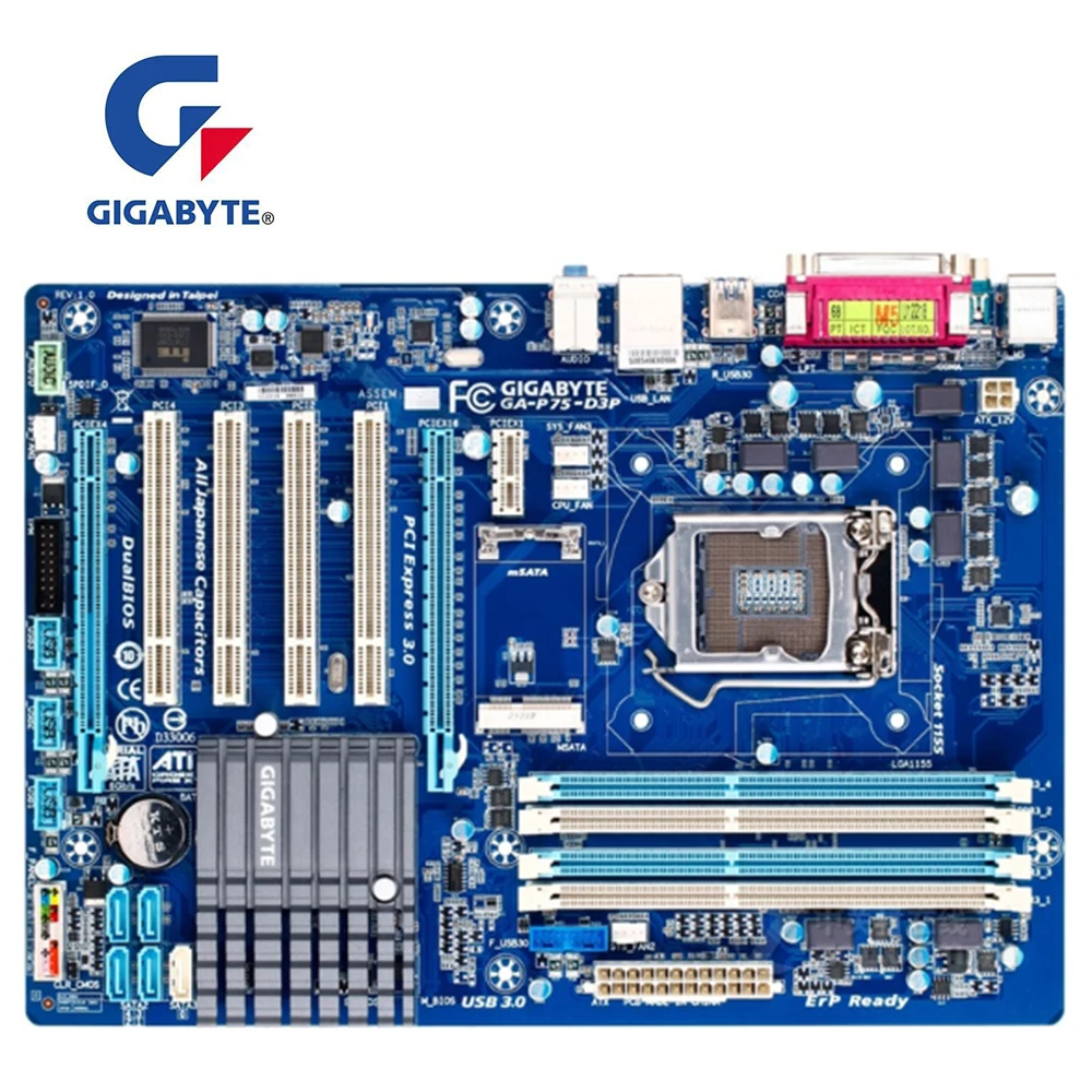 Материнская плата для GIGABYTE GA-P75-D3P Socket LGA1155 DDR3 Intel B75 B75M оригинальная б/у материнская