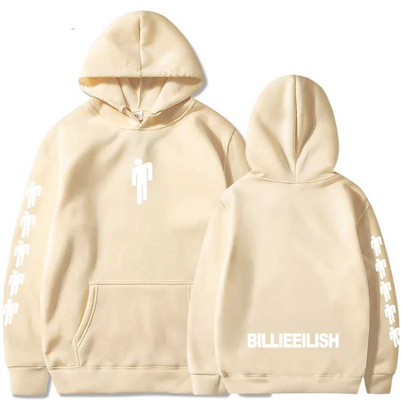 Khaki 02 Billie Eilish, модные толстовки с принтом для мужчин/женщин, толстовки с капюшоном и длинным рукавом,, повседневные трендовые уличные толстовки - Цвет: Khaki 02